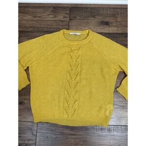 Summum Woman Amsterdam Yellow Pointelle Knit Oversized Sweater Dainty Sz Small
